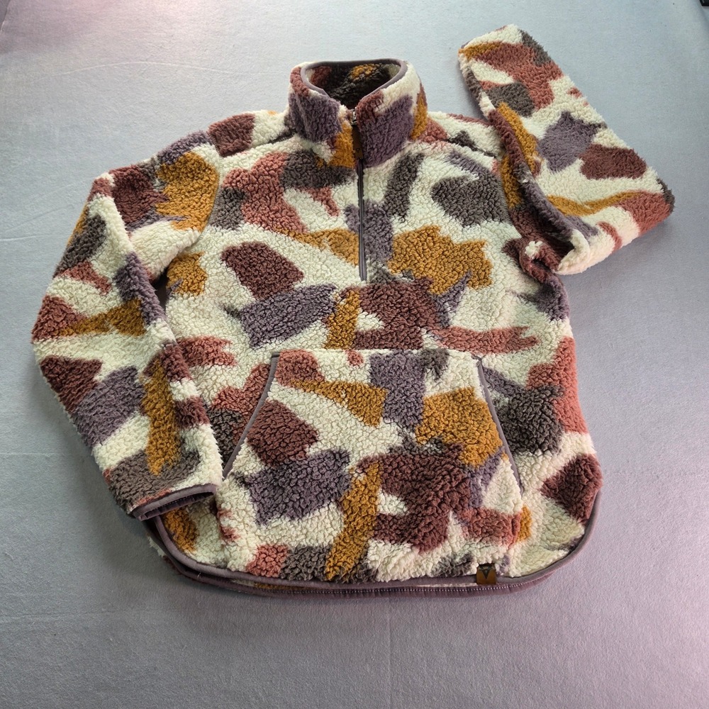 LIV Outdoor Womens Sherpa Fleece Quarter Zip Pullover Multicolor Camo Small